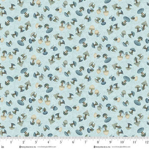 Henry Glass, Norwegian Forest Blue Toadstools Cotton Fabric 3552-17