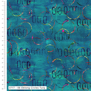 Sew Pretty Sew Mindful – Layers of Time: Oblong Circles Turquoise | Organic Cotton Quilting Fabric