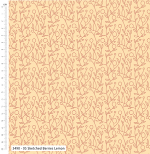 Savannah Rawson Sketched Berries Lemon Cotton Fabric