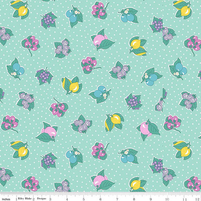 Liberty, Gifts From The Garden, Polka Fruit Blue, Quilting Cotton Fabric