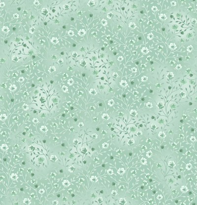 Fin Fabrics Bloom and Blend Mint Green Cotton Fabric