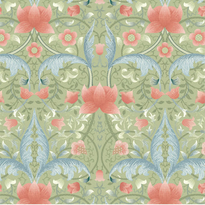 William Morris,  Lotus and Acanthus, Morris Muses, Organic Cotton Fabric