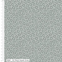 Silent Solace Petal Heads Grey Quilting Cotton Fabric | The Craft Cotton Co