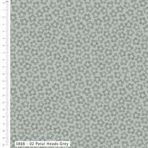 Silent Solace Petal Heads Grey Quilting Cotton Fabric | The Craft Cotton Co
