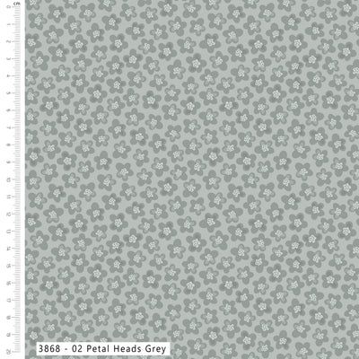 Silent Solace Petal Heads Grey Quilting Cotton Fabric | The Craft Cotton Co