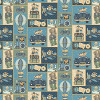 Henry Glass, Travelling Teddies Patchwork, Quilting Cotton Fabric 2419-74