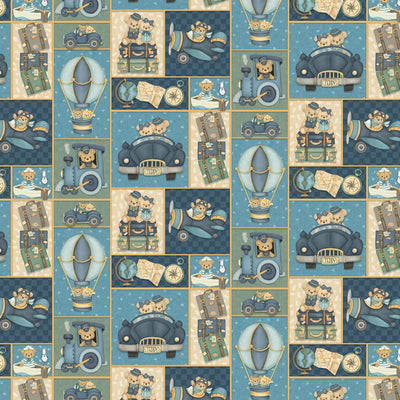 Henry Glass, Travelling Teddies Photos, Quilting Cotton Fabric 2418-74