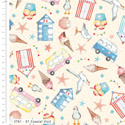 Craft Cotton Sundaes By the Sea Coastal Visit Cotton Fabric
