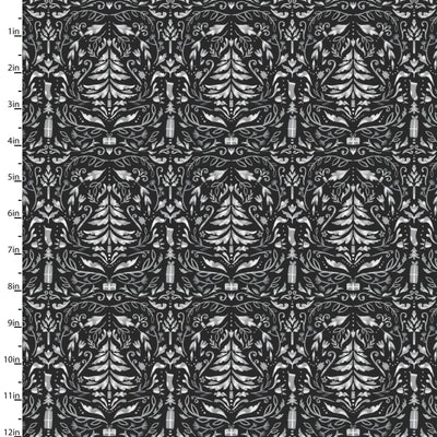 3 Wishes Fabric, Christmas Damask, Cotton Fabric