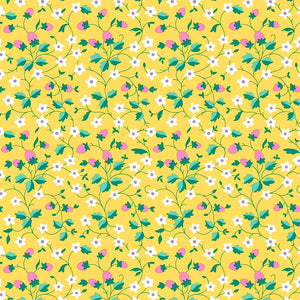 Liberty, Gifts From The Garden, Strawberry Picking Yellow, Quilting Cotton Fabric