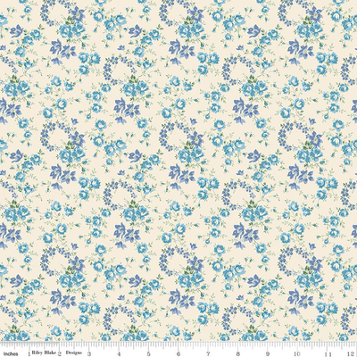 Liberty, Palace Gardens, Petal Crown Blue, Quilting Cotton Fabric