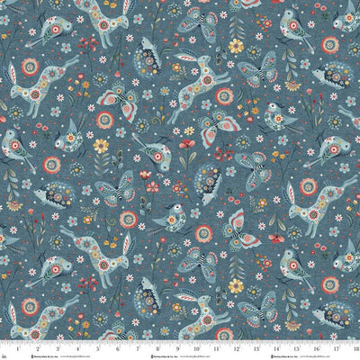 Henry Glass, Norwegian Forest Blue Dots Cotton Fabric 3553-77