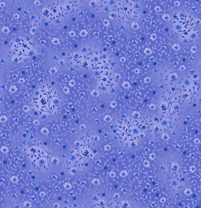 Fin Fabrics Bloom and Blend Periwinkle Cotton Fabric