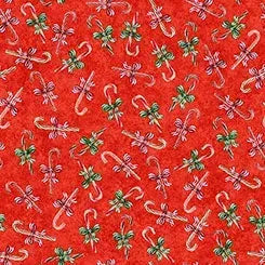 Quilting Treasures, Candy Canes, Holly Jolly  Cotton Fabric