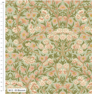 William Morris, Blossom, Morris Muses, Organic Cotton Fabric