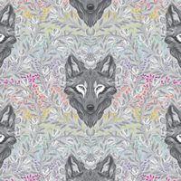 Tula Pink, Greywork Wolf of Pink Street Cotton Fabric 256 FOG