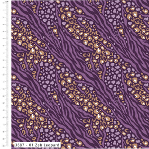 Craft Cotton Company, Zeb Leopard, Amethyst Jungle Cotton Fabric