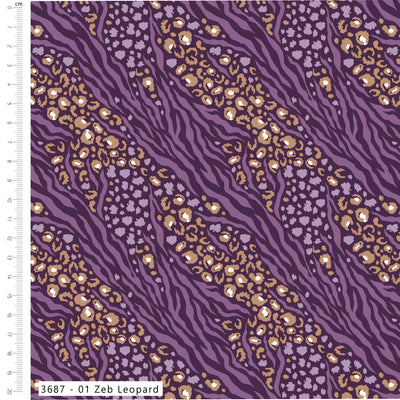 Craft Cotton Company, Zeb Leopard, Amethyst Jungle Cotton Fabric