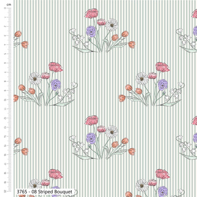 Craft Cotton Wild Flowers, Striped Bouquet Cotton Fabric