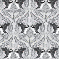 Tula Pink, Greywork Huffin and Puffin Cotton Fabric 260 Whisper