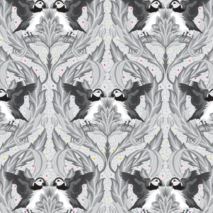 Tula Pink, Greywork Huffin and Puffin Cotton Fabric 260 Whisper