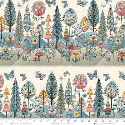 Henry Glass, Norwegian Forest Border Print Cotton Fabric 3550-44