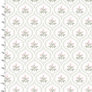 Sweet Woodland White Floral Quilting Cotton Fabric | 3 Wishes Fabric | Licensed by Jo Taylor