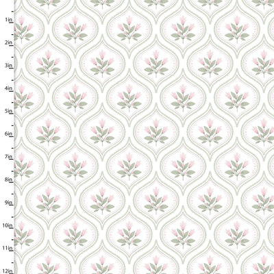 Sweet Woodland White Floral Quilting Cotton Fabric | 3 Wishes Fabric | Licensed by Jo Taylor