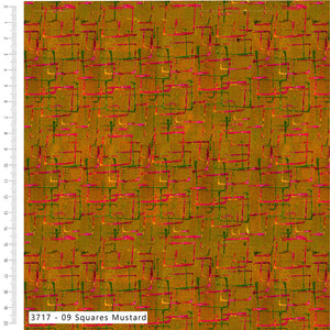 Sew Pretty Sew Mindful – Layers of Time: Squares Mustard | Organic Cotton Quilting Fabric