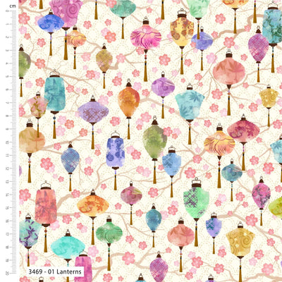 Sew Pretty Sew Mindful, Meditations on Japan, Lanterns, Cotton Fabric