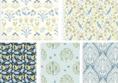 In the Furrow, Birds in Nature, Voysey - Sunnyside Fabrics UK - birds, Blue, the v and a museum, voysey, William morris, william morris fabric - {{product.type}} - sunnysidefabricsuk.com