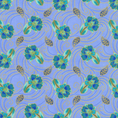 Jaikumari Sky Floral, Robert Kauffman SRKM 21743-63 - Sunnyside Fabrics UK - chromaticity fabric, chromaticity metallic fabric, metallic, opal colours, pastel shades, robert kauffman - {{product.type}} - sunnysidefabricsuk.com