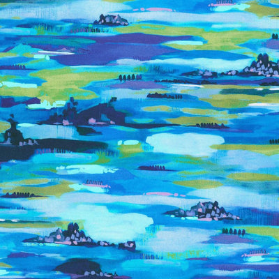 Lake, Painterly Trees, Robert Kaufman - Sunnyside Fabrics UK - Painterly Trees, robert kaufman - {{product.type}} - sunnysidefabricsuk.com