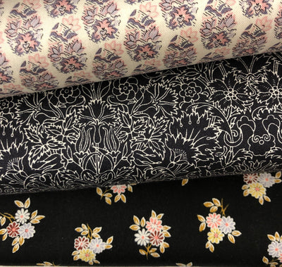 Liberty - The Emporium Collection, Kyoto Posy Charcoal - Sunnyside Fabrics UK - blue, lasenby cotton, Liberty, vintage - {{product.type}} - sunnysidefabricsuk.com