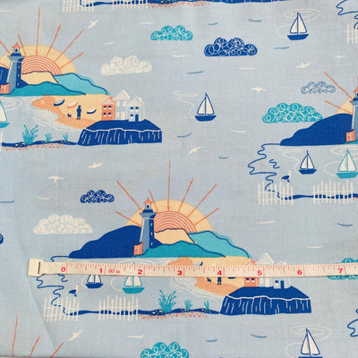 Lighthouse Cotton Fabric Print - Sunnyside Fabrics UK - seasidesealife, summer sewing - {{product.type}} - sunnysidefabricsuk.com