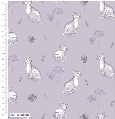 Lilac Cats, Pets By Debbie Shore - Sunnyside Fabrics UK - cat, cats, cotton, cotton fabric, Debbie Shore, dogs, patchwork, pets, quilt fabric - {{product.type}} - sunnysidefabricsuk.com
