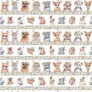 Little Darlings Woodland Border Cotton Fabric - Sunnyside Fabrics UK - animals, bunny, childrens Fabric, sillier than sally, woodland - {{product.type}} - sunnysidefabricsuk.com