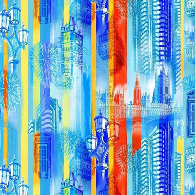 London City Stripe, Cotton Fabric - Sunnyside Fabrics UK - London, London Parks, London Theme - {{product.type}} - sunnysidefabricsuk.com