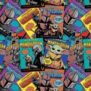 Mandalorian, Comic Posters, Star Wars, cotton fabric - Sunnyside Fabrics UK - baby yoda, comic posters, Craft Cotton Co, disney, mandalorian, star wars fabric, the child - {{product.type}} - sunnysidefabricsuk.com