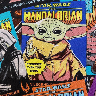 Mandalorian, Comic Posters, Star Wars, cotton fabric - Sunnyside Fabrics UK - baby yoda, comic posters, Craft Cotton Co, disney, mandalorian, star wars fabric, the child - {{product.type}} - sunnysidefabricsuk.com