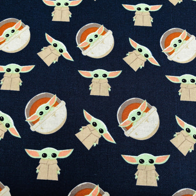 Mandalorian, Yoda Navy, The Child, Star Wars - Sunnyside Fabrics UK - baby yoda, Craft Cotton Co, disney, mandalorian, Marvel Comics, Star Wars, star wars fabric, yoda - {{product.type}} - sunnysidefabricsuk.com