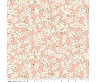 Maple, Fall Leaves Pink, Cotton Fabric - Sunnyside Fabrics UK - autumn, floral, gold, Riley Blake - {{product.type}} - sunnysidefabricsuk.com