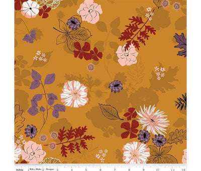 Maple, Gold Floral Cluster, Riley Blake - Sunnyside Fabrics UK - autumn, floral, gold, Riley Blake - {{product.type}} - sunnysidefabricsuk.com
