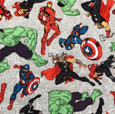 Marvel Line Art Grey Cotton Fabric - Sunnyside Fabrics UK - batman, batman logo, Craft Cotton Co, disney, Marvel Comics - {{product.type}} - sunnysidefabricsuk.com