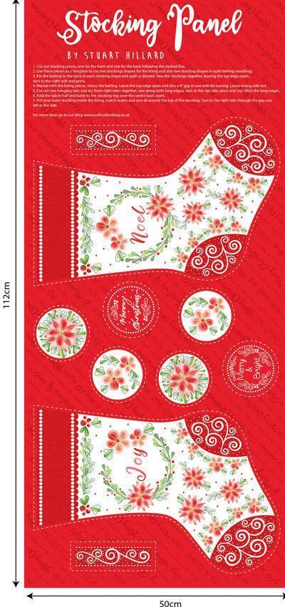 Merry and Bright, Stocking Panel - Sunnyside Fabrics UK - advent, christmas fabric, Christmas stocking, Stuart Hillard - {{product.type}} - sunnysidefabricsuk.com