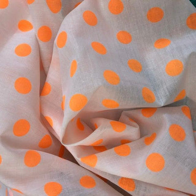 Orange Polka Dot Spot Polycotton - Sunnyside Fabrics UK - polka dot, Polycotton - {{product.type}} - sunnysidefabricsuk.com