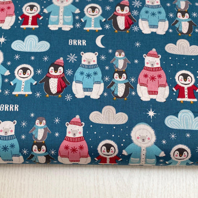 Penguins and Polar Bears, Polar Pals Christmas Cotton fabric - Sunnyside Fabrics UK - childrens christmas fabric, Christmas, Christmas Cotton fabric, Christmas critters, christmas fabric, Christmas fabrics, christmas quilting, penguins, polar bears - {{product.type}} - sunnysidefabricsuk.com