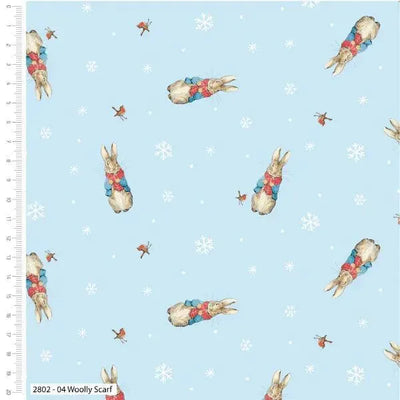 Peter Rabbit, Woolly Scarf - Sunnyside Fabrics UK - Christmas Cotton fabric, christmas fabric, Christmas fabrics, christmas panel, christmas quilting, licensed fabric, Peter rabbit, peter rabbit cotton fabric - {{product.type}} - sunnysidefabricsuk.com