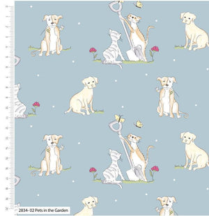 Pets in the garden, Pets By Debbie Shore - Sunnyside Fabrics UK - cat, cats, cotton, cotton fabric, Debbie Shore, dogs, patchwork, pets, quilt fabric - {{product.type}} - sunnysidefabricsuk.com