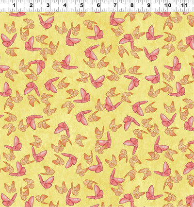 Pink Butterflies Cotton Fabric - Sunnyside Fabrics UK - Butterflies, Clothworks, cotton, Orange, Yellow - {{product.type}} - sunnysidefabricsuk.com